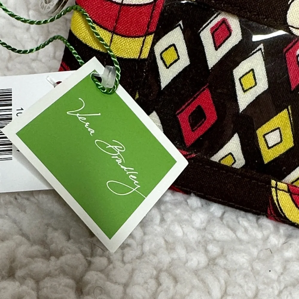 Vera Bradley Puccini Zip ID Case Brown Red Yellow White Retired Designer NWT